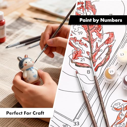 Artify Miniature Paint Brushes 14Pcs, Mini Paint Brushes with Goat Hair Drybrushes, Bionic Hair Fine Detail Paint Brushes - High Retention for Miniature Acrylic Paints, Paint by Numbers Brush Set - color: 14pcs