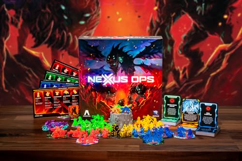 Renegade Game Studios Nexus Ops Board Game - Sci-Fi Miniatures Strategy | For 2-4 Players, Includes Translucent Blacklight Alien Units, Secret Missions & Rubium Mine Control, 90-Min Playtime