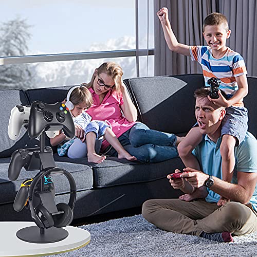 Controller Stand 3 Tier,Headphone Holder, Multi Adjustable Game Controller Headset Hanger for All Universal Gaming PC Accessories, Xbox PS4 PS5 Nintendo Switch(Smart Black) - color: Smart Black