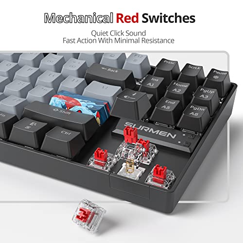 Owpkeenthy 75% Mechanical Gaming Keyboard with Red Switch, RGB Backlit Keyboard, 87 Keys Compact TKL Wired Computer Keyboards for Laptop PC Gamer Xbox PS (Grey/ 87 Red Switch) - color: Grey/ 87 Red Switch