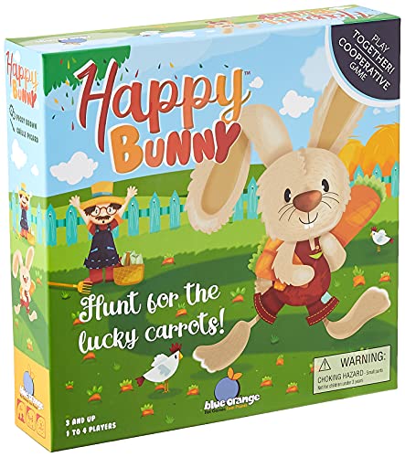 Blue Orange Tabletop Board Game, Cooperative, for Kids and Family Fun, Help The Bunny Find The Carrots, Ages 3+, Happy Bunny Games