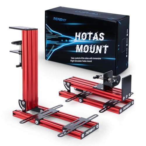 Reashy Hotas Mount, Joystick Mount, Aluminum Flight Stick Desk Mount for Logitech X56, X52, X52 Pro, Thrustmaster T.1600M, TCA, T.Flight Hotas One, 4, X, Airbus, VKB Gladiator Nxt (Red) - color: Red