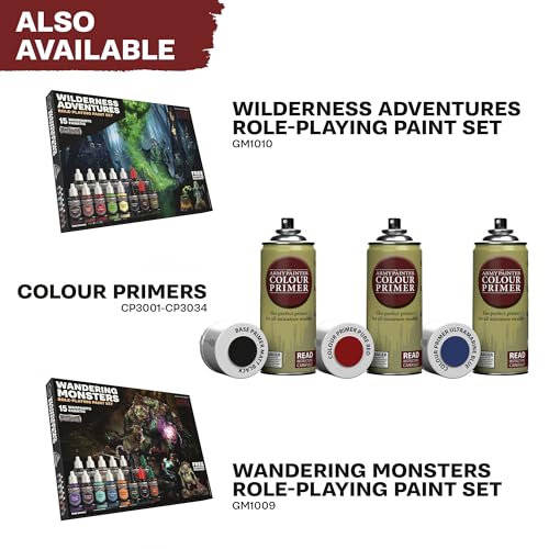 The Army Painter GameMaster: Adventure Starter Role-Playing Paint Set Combo, 15 x 18 mL Warpaints Fanatic Acrylic Paints, incl. a Brush-On Primer, 5 x 32 mm Miniatures & 2 Brushes - for Warhammer & D&D | Warpaints Fanatic Acrylic Paints Incl. 1 base paint