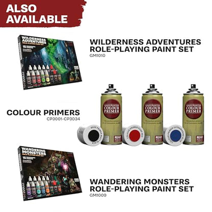 The Army Painter GameMaster: Adventure Starter Role-Playing Paint Set Combo, 15 x 18 mL Warpaints Fanatic Acrylic Paints, incl. a Brush-On Primer, 5 x 32 mm Miniatures & 2 Brushes - for Warhammer & D&D | Warpaints Fanatic Acrylic Paints Incl. 1 base paint