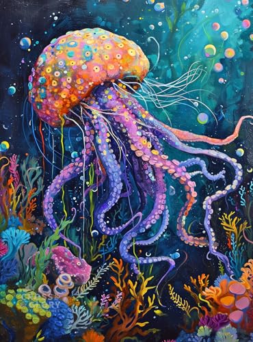 Cross & Glory | 1000 Piece Jigsaw Puzzles for Adults | Ocean’s Opus | The Majestic Medusa | Jellyfish Puzzle | Satin Finish Ocean Puzzle | Ages 14+ - color: Ocean's Opus the Majestic Medusa