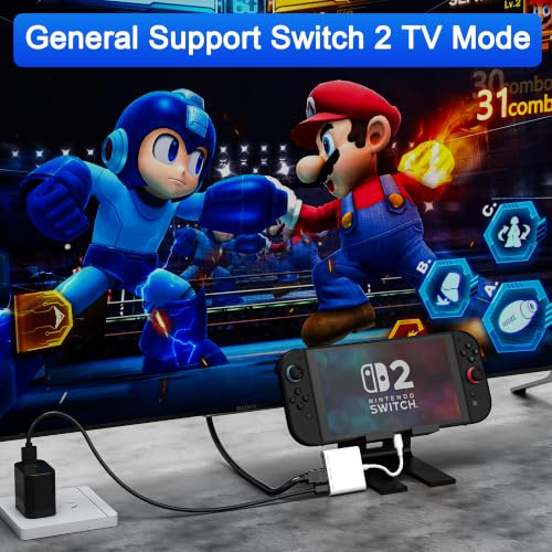 Switch 2 Dock, Portable USB-C Docking Station with HDMI2.1/4K 120Hz, PD 100W Charging, USB Port, Travel TV Dock for Switch/Steam Deck/ROG Ally X/Laptop