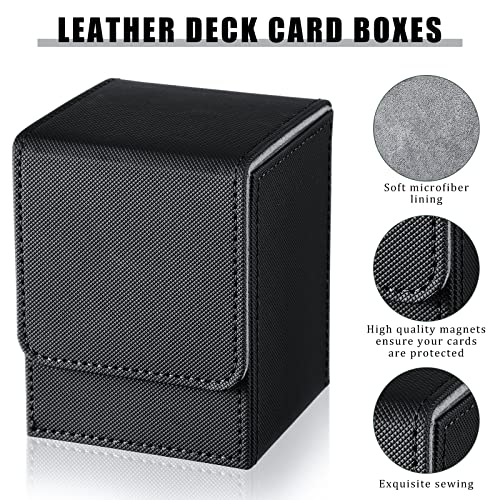 Yookeer 4 Pieces Leather Deck Card Boxes Cards Deck Game Box for Collectible Playing Card Box Compatible with MTG Commander(Black, White, Red, Green,Vertical) - color: Black, White, Red, Green, style: Vertical