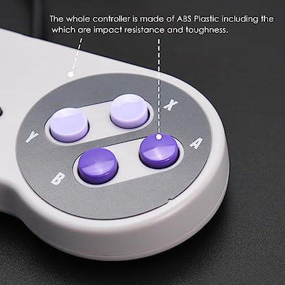 SAFFUN 2 Pack Wired SNES Gamepad Controller - Fully Compatible With Original SNES/SFC [Plug and Play] (Gray/Purple) - color: Wired Gray / Purple