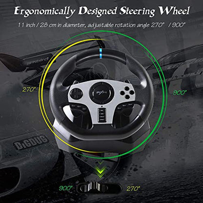 PXN V9 PC Game Racing Wheels,270°/900°Steering Wheel Gaming for PC With Pedals and Shifter,Driving Wheel for PS4 Xbox One, Xbox Series S/X, PS3,Switch