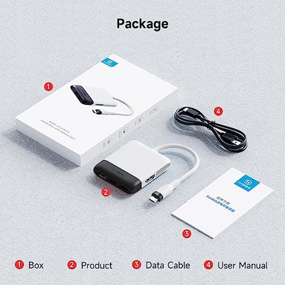 Hagibis Switch Video Capture Card Portable Switch Dock for Nintendo Switch/iPhone 16 15 Pro Max Live Streaming Gaming USB 3.0 1080P 60Hz Video Recorder, Quest 3 with 4K HDMI(White MS2130 Chip)