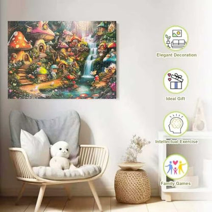 Mushroom Castle 1000 Piece Puzzle for Adults,Mushroom Garden Waterfall Puzzles for Adults 1000 Pieces,Challenging and Hard Difficult Mosaic Jigsaw Puzzles Toy Games 1000Pieces 27.5 X 19.7inch - color: Mushroom Castle