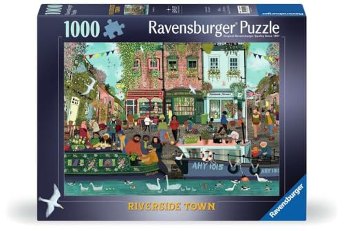 Ravensburger - Riverside Town - 1000 Piece Jigsaw Puzzle - Quaint Village on The Water - Vibrant, Rustic Scene of Yesteryear - Frameable - Premium Quality - Puzzles for Adults - style: New Design