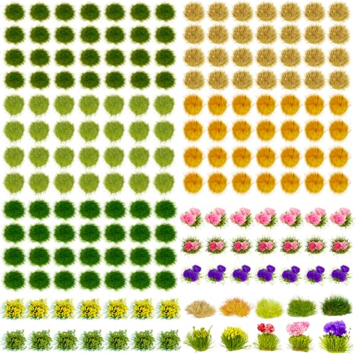 Warmtree 175 Pcs Static Grass Bushy Tufts Miniature Colorful Flower Cluster | Self Adhesive Terrain Model Kit for Train Landscape Railroad Scenery Sand Military Layout Dioramas - color: Color B