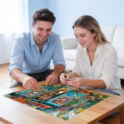500 Piece Puzzle for Adults Jigsaw Puzzles Cat Puzzles, Book House Puzzles for Adult Elderly, Artistic Decorations, Educational Toys Challenging Activity Gift Family Puzzle Lovers for Friends - style: BookHouse Puzzle