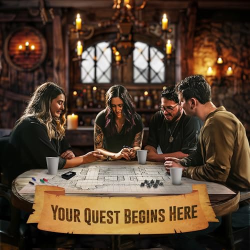 Melee Mats DND Map Starter Set - 24” x 36", Wet & Dry Erase Battle Terrain Grid for Dungeons and Dragons - Ultimate Tabletop Gaming Experience with Accessories - color: 24"x36"