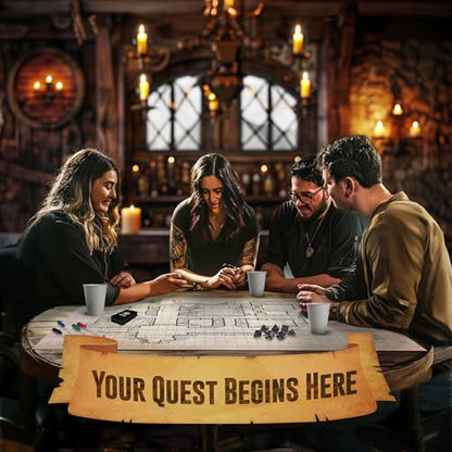 Melee Mats DND Map Starter Set - 24” x 36", Wet & Dry Erase Battle Terrain Grid for Dungeons and Dragons - Ultimate Tabletop Gaming Experience with Accessories - color: 24"x36"
