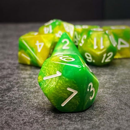 Sage’s Portal Stones DND Dice Set Acrylic Opaque 7-PC Polyhedral DND Dice Set for Dungeons and Dragons D&D Sage’s Cantrips RPG Tabletop TTRPG (Green/Lime) - color: Green/Lime