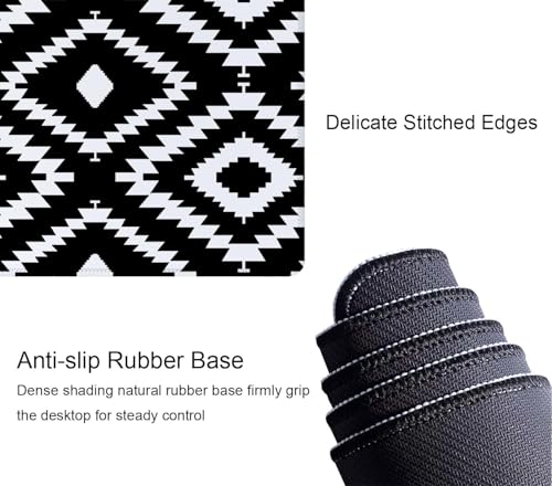 Desk Mat Large Mouse Pad, Black White Geometric Aesthetic XL Mouse Pad Extended Full Desk Gaming Mousepad XL Long Keyboard Mouse Mat Desk Pad 31.5''X11.8'' Desk Accessories for Women Men - color: Black White Geometric Pattern