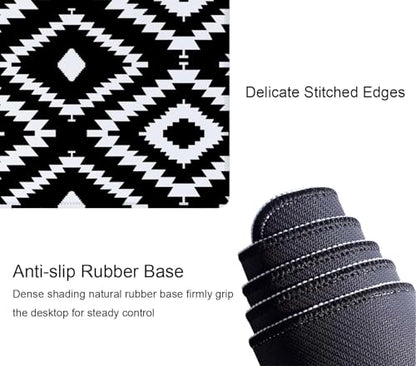 Desk Mat Large Mouse Pad, Black White Geometric Aesthetic XL Mouse Pad Extended Full Desk Gaming Mousepad XL Long Keyboard Mouse Mat Desk Pad 31.5''X11.8'' Desk Accessories for Women Men - color: Black White Geometric Pattern