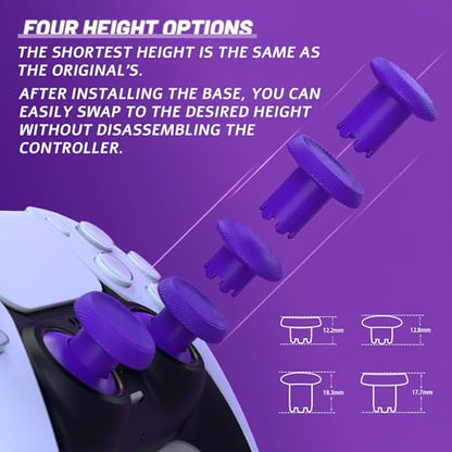 eXtremeRate ThumbsGear V3 Interchangeable Ergonomic Thumbsticks for PS5 Controller, Replacement Analog Thumb Sticks for PS4 Controller - 4 Height Adjustable Convex & Concave Grip Joysticks - Purple - color: Purple
