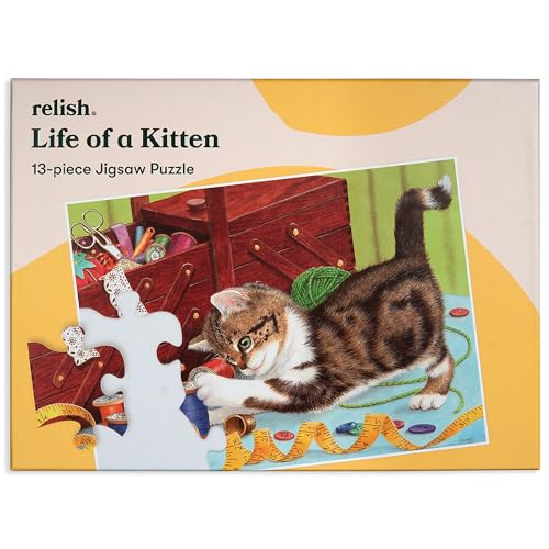 Relish Large Piece Puzzles for Seniors, 13 Piece Life of a Kitten Jigsaw Puzzle, Dementia Products for Elderly - style: Life of a Kitten