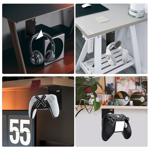 HC128 Headphone Holder Hanger for Desk, Include Adhesive Strips, Universal Headset Stand for PS4/PS5/Xbox/PC/Mac/Headphones Game Controller Hanger (Triangle) - style: Triangle