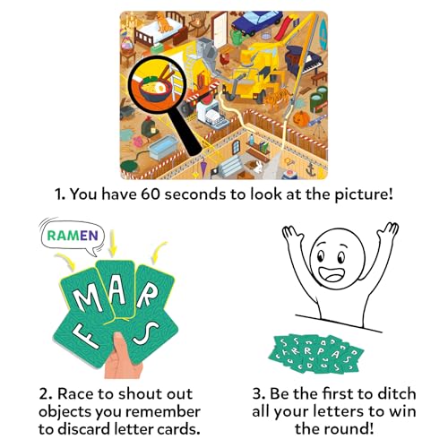 Skillmatics Who Saw What? in 60 Seconds – Memory Card & Board Game for Kids | Fast-Paced Fun for Family Game Night, Quick-Thinking Party Game for Kids,Teens & Adults, Gift for Ages 7, 8, 9 & Up