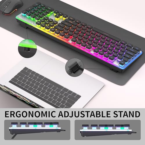 MAGEGEE Wireless Keyboard and Mouse Combo, 2.4G Full Size RGB Keyboard with 104 Keys, Rechargeable Wireless Mouse with 3 DPI, Ergonomic Computer Keyboard and Mouse Set for Windows Mac Laptop PC - color: Black