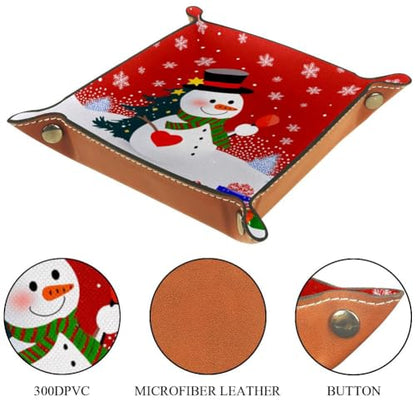 Christmas Snowman Dice Tray Folding Square PU Leather Dice Rolling Tray | Portable Dice Trays for Dice Games Like RPG, DND and Other Table Games, Folded 4.5x4.5x1.2inch - color: Christmas Snowman Snowflake