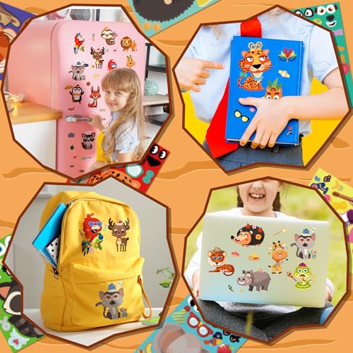 sinceroduct 100 Sheets Make a Face Stickers for Kids, Make Your Own Sticker,20 Styles Waterproof Kids Animal Stickers for Christmas, Valentine's Day Decoration, Gift, Reward, Travel Activities - style: Animal Style-1