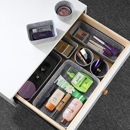 Welaxy 8-piece desk drawer organizer trays felt shallow bin Gray Minimalist - color: Gray