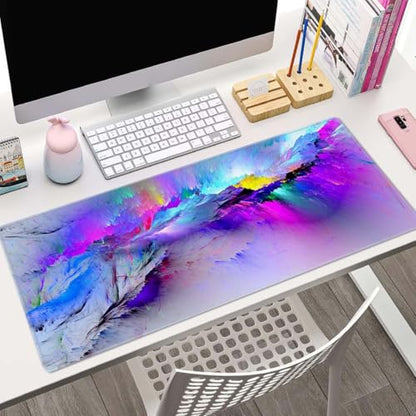 Gaming Mouse Pad Large,Abstract Spray Paint Mouse Pad Gaming Mouse Mat Desk Pad,31.5 x 11.8 Desk Mat Mouse Pads for Desk,Extended Keyboard Mousepad with Non-Slip Base and Stitched Edge - color: Abstract Spray Paint