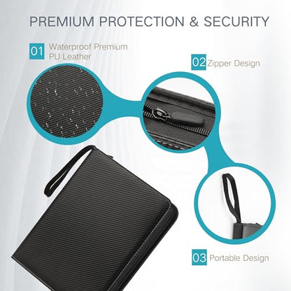 Trading Card Binder with Sleeves 9 Pocket Premium 720 Double Sided Pocket PU Card Collection Binder, Collectible Albums Card Folder for MTG, TCG, Sports Cards - color: CARBON FIBER BLACK 01