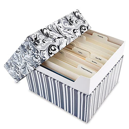 Current Greeting Card Organizer Box | Black Elegance,12 dividers and 24 self-stick labels, Holds 140+ Greeting Cards, Recipe Cards, Photo Collections, and more - color: Black