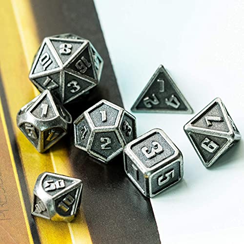 UDIXI Mini Metal DND Dice Set, 10mm Tiny Small Metal D&D Polyhedral Dice Set for Role Playing Games and Other Tabletop Game (Silver) | 7-Pieces, Lightweight, Velvet Drawstring Bag, for Dungeons and Dragons Role Playing Games Tabletop Games - color: Mini-s