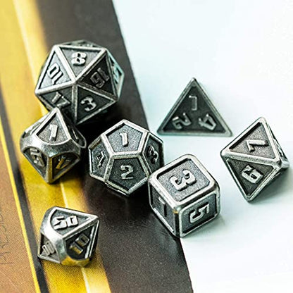 UDIXI Mini Metal DND Dice Set, 10mm Tiny Small Metal D&D Polyhedral Dice Set for Role Playing Games and Other Tabletop Game (Silver) | 7-Pieces, Lightweight, Velvet Drawstring Bag, for Dungeons and Dragons Role Playing Games Tabletop Games - color: Mini-s