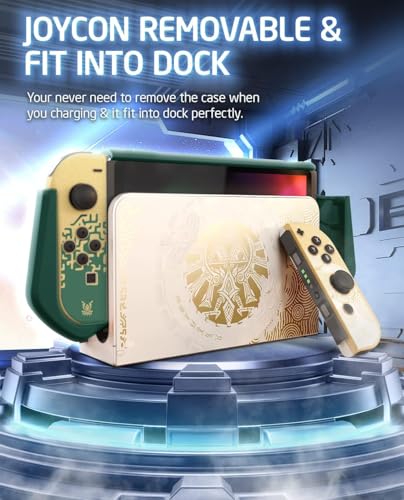 Mumba Dockable Case for Nintendo Switch OLED 2021, [Blade Series] TPU Grip Protective Cover Accessories Compatible with Nintendo Switch OLED 7 Inch and Joy-Con Controller (Viridian) - color: Viridian