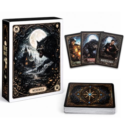 KAIU Werewolf Card Game, Social Deduction Party Game with 18 Unique Roles, Gothic Artwork 52 Role Cards & 3 Description Cards for Large Groups Family Game Night, 7-16+ Players