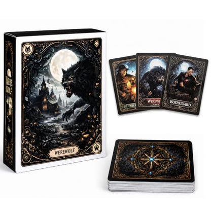 KAIU Werewolf Card Game, Social Deduction Party Game with 18 Unique Roles, Gothic Artwork 52 Role Cards & 3 Description Cards for Large Groups Family Game Night, 7-16+ Players
