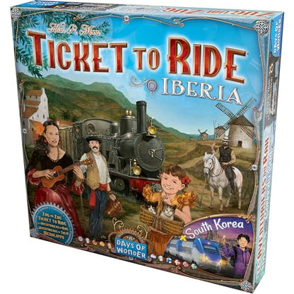 Asmodee Ticket to Ride Iberia + South Korea Board Game Expansion - Train Route Strategy Game, Family Fun for Kids & Adults, Ages 8+, 2-6 Players, 30-60 Minute Playtime | Train Route Strategy Game, Fun Family Game for Kids & Adults, Ages 8+, 2-6 Players, 3
