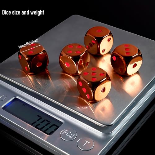 16mm Orange Metal Dice Set - 5-Piece Solid Iron Dice with Case, 6-Sided Metal Dice for Board Games, Poker Parties, Tabletop RPG, Geek Gifts - color: Orange