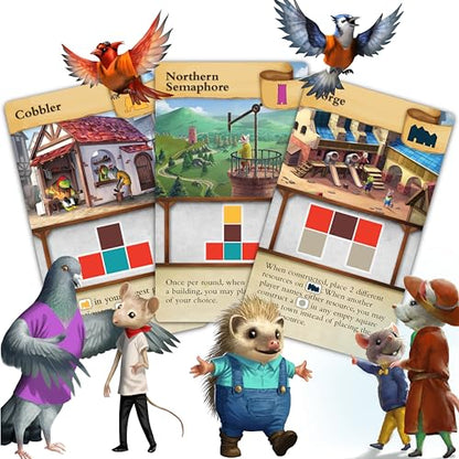 Tiny Towns: Villagers Expansion, Adds Villagers, New Buildings & Monuments | 1-6 Players, Ages 14+, 45 Mins, Anthropomorphic Animals