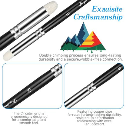 Dry Brush Set for Miniature Painting, Drybrush Paint Brush, 6 Sizes Professional Detail Hobby Brushes for Tabletop, Wargames, Scale Models & Acrylic/Oil Painting (Black)