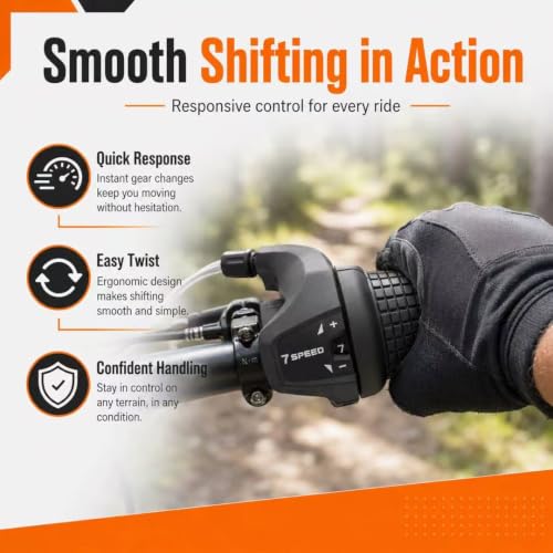 Gear Shifter 7 Speed, 7-Speed Bike Twist Shifter Right Handlebar Gear Lever SL-RS25-7R Shift Lever Bicycle Twist Grip Gear Shifter for MTB Folding Mountain Bike - size: RS25-7 speed shifter