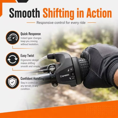 Gear Shifter 7 Speed, 7-Speed Bike Twist Shifter Right Handlebar Gear Lever SL-RS25-7R Shift Lever Bicycle Twist Grip Gear Shifter for MTB Folding Mountain Bike - size: RS25-7 speed shifter