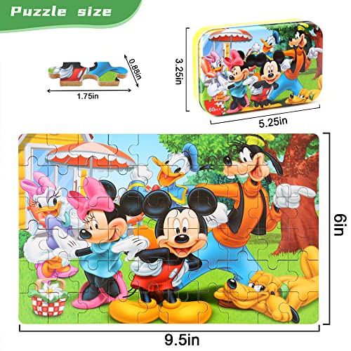 MZZOTOY Puzzles for Kids Ages 4-8, 60 Piece Puzzles for Kids Ages 3-5 in a Metal Box Girls and Boys Learning Educational Jigsaw Puzzle Toys Gifts - color: Mickey