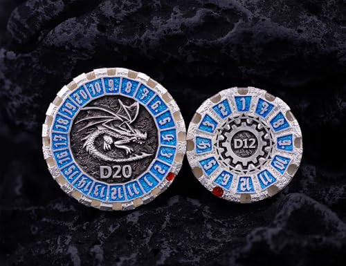 Metal DND Dice Set Spinning Dungeons and Dragon Dice Set Metal Dragon Polyhedral Magic 7 PCS Dice Set with Gift Box for Dungeons and Dragons Table Games Play Cards MTG(GyroDice_Pearl Silver Blue) - color: Spinning Dice_pearl Silver Blue