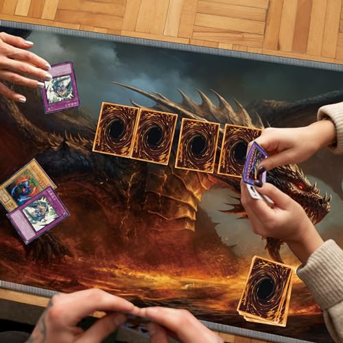 Dragon D MTG Playmat, 24 x 14 inches, Card Game Play Mat with Stitched Edges, Non-Slip Base - color: Dragon D, size: Regular