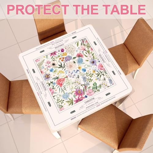 Tegeme Small Mahjong Mat 31.5 x 31.5 Inch Chinoiserie Flower Mahjong Mat | Anti Slip Game Rug for American Mah Jong Game Table Card Board Tile - size: 22" x 22", style: Floral