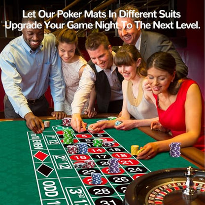 70 x 35 Inch Poker Mat for Table, Texas Hold'em Poker Table Top Mat with Carrying Bag, Waterproof Anti-Slip Rubber Blackjack Mat for Home Game Nights Up to 8 Players - color: Dark Green-roulette